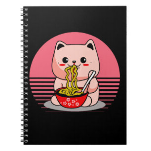 Cuaderno El gato de Kawaii comiendo ramen