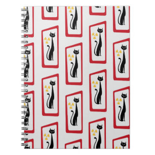 Cuaderno El gato de Schrödinger de mediados de siglo rojo m