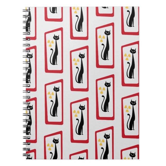 Cuaderno El gato de Schrödinger de mediados de siglo rojo m (Frente)