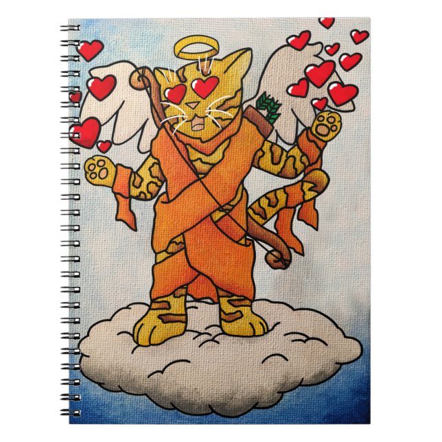 Cuaderno El gato del amor del el día de San Valentín Cupido (Frente)