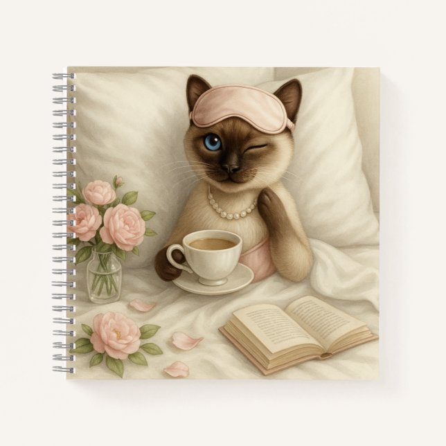 Cuaderno El gato está tomando café en la cama (Anverso)