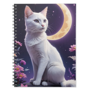 Cuaderno El gato lindo en la luna creciente