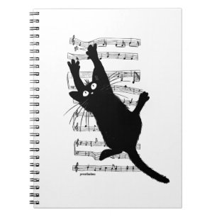 Cuaderno El gato se cuelga de notas musicales