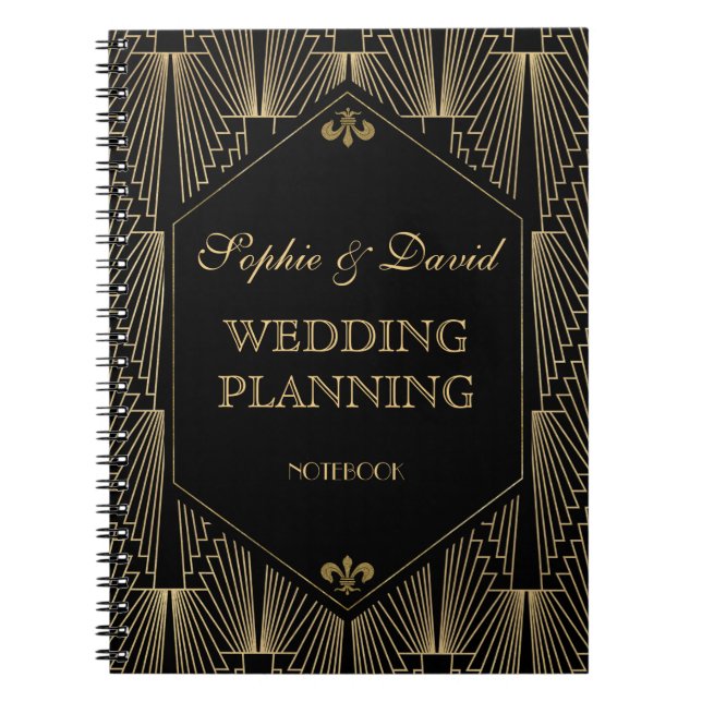 Cuaderno El gran planificador de casamiento Gatsby Art Deco (Frente)