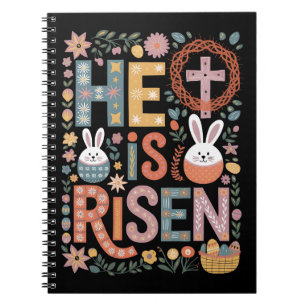 Cuaderno Él ha resucitado Jesús Floral Cute Easter Bunny Ra