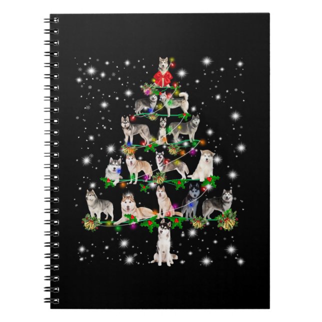 Cuaderno El Husky Árbol De Navidad Cubierto De Lámparas (Frente)