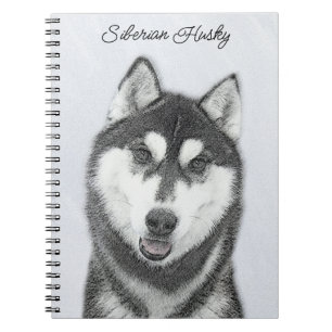 Cuaderno El Husky Siberiano (blanco y negro) pinta arte de 