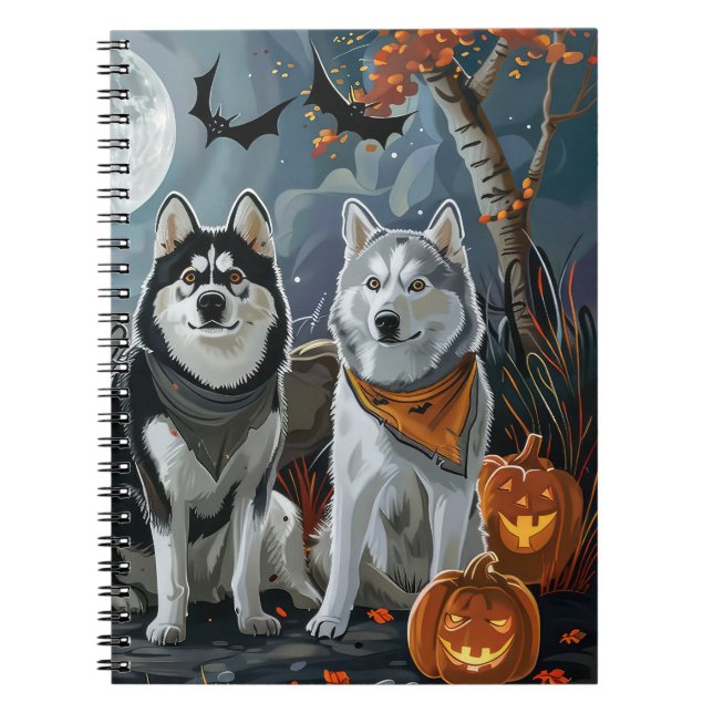 Cuaderno El Husky Siberiano Halloween Spooky (Frente)