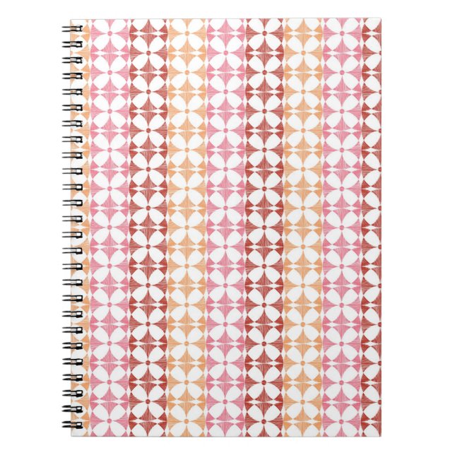 Cuaderno El ikat rojo geométrico raya el modelo (Frente)