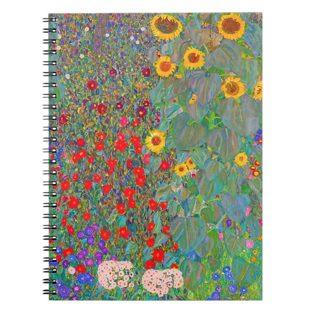 Cuaderno El jardín de la granja Gustav Klimt con girasoles (Frente)