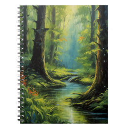 Cuaderno El lienzo de la naturaleza, un bosque verde exuber
