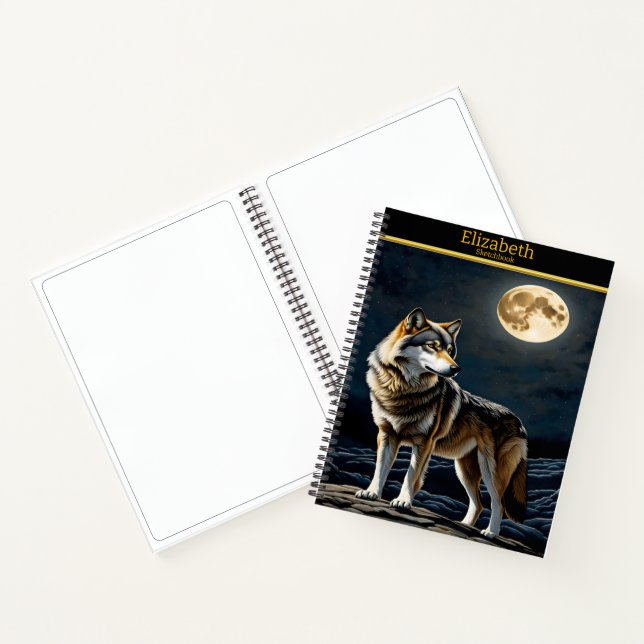 Cuaderno El lobo majestuoso aullando a la luz luminosa de l (Interior)