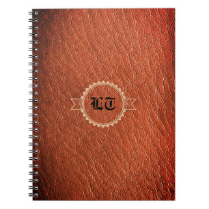 Cuaderno El lujoso Monograma Inglés de Cuero Marrón parece 