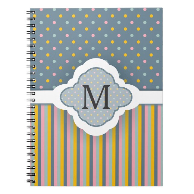 Cuaderno El lunar de encargo lindo del monograma raya el (Frente)