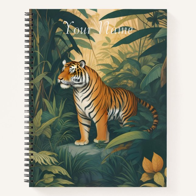 Cuaderno El majestuoso tigre en la selva elegante vida salv (Anverso)