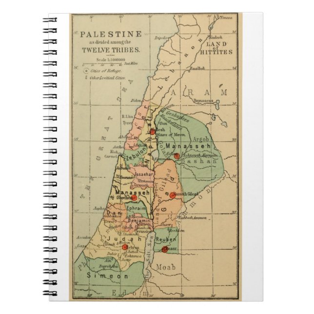 Cuaderno El mapa de Palestina dividió por las 12 tribus de (Frente)