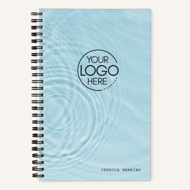 Cuaderno El moderno logotipo del Light Blue Water combina e (Anverso)
