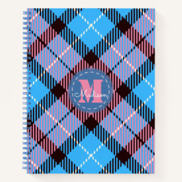 Cuaderno El moderno tartán azul rosado Jeans Monograma Nomb