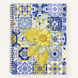 Cuaderno El mosaico florece en azul y amarillo