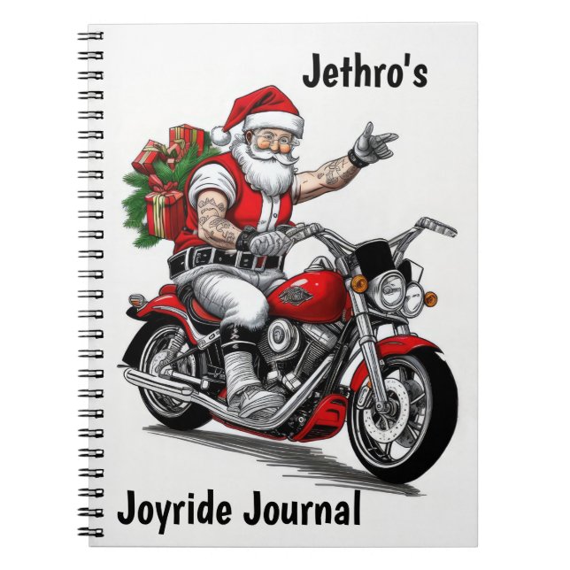 Cuaderno El motociclista Santa Claus personalizado (Frente)