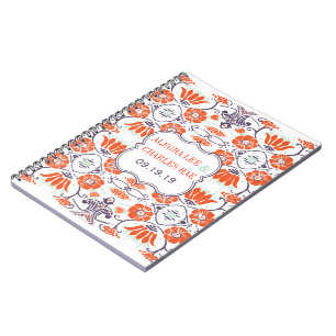 Cuaderno El Naranja amarillo moderno Aqua Mint Guest Book