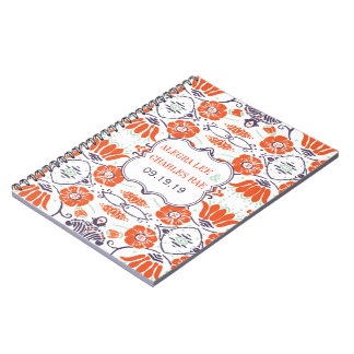 Cuaderno El Naranja amarillo moderno Aqua Mint Guest Book