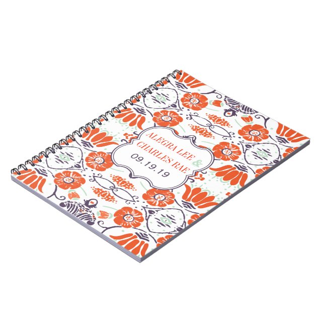 Cuaderno El Naranja amarillo moderno Aqua Mint Guest Book (Lado Izquierdo)