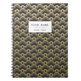 Cuaderno El negro del Relieve metalizado dorado horneado a