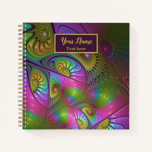 Cuaderno El Nombre Fractal Abstracto Trippy Luminoso Colori