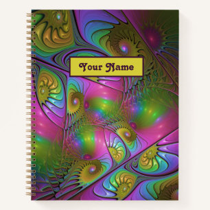 Cuaderno El Nombre Fractal Abstracto Trippy Luminoso Colori
