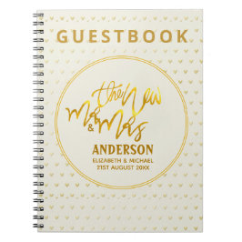 Cuaderno El nuevo Sr. y la Sra. (nombre, fecha) Boda Gold H
