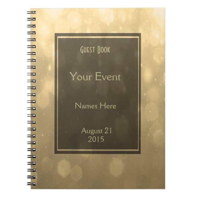 Cuaderno El oro Bokeh enciende el libro de visitas (Frente)