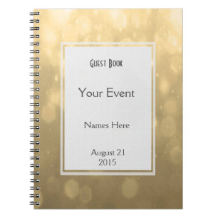 Cuaderno El oro Bokeh enciende el libro de visitas