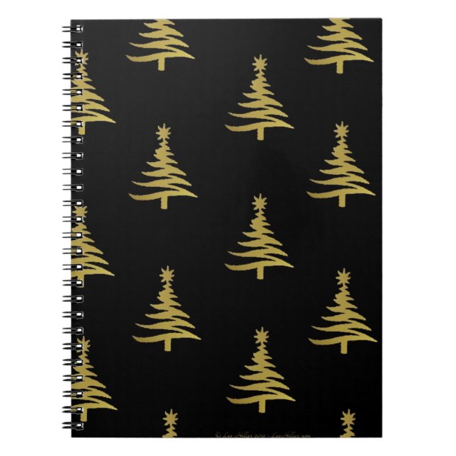 Cuaderno El oro de los árboles de Navidad en negro (Frente)