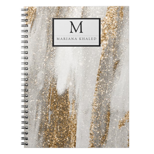 Cuaderno El oro de mármol de lujo sobresale blanco y gris (Frente)
