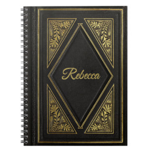 Cuaderno El oro y el cuero de color negro se ven personaliz