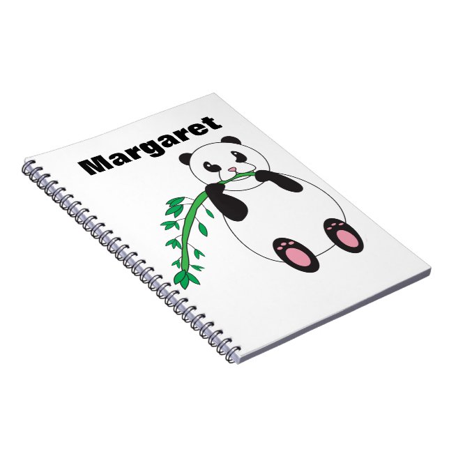 Cuaderno El oso de panda dulce comiendo bambú personalizado (Lado Derecho)
