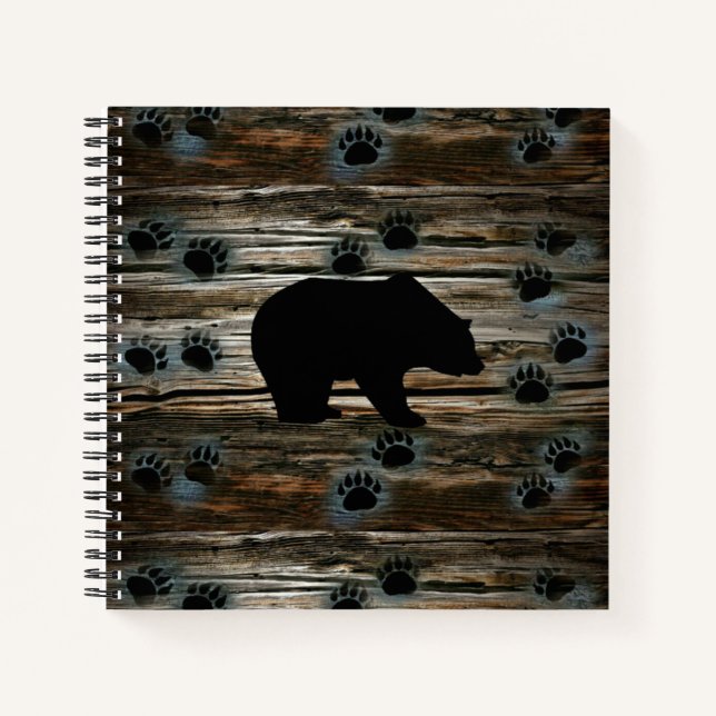Cuaderno El oso negro traza madera rústica (Anverso)
