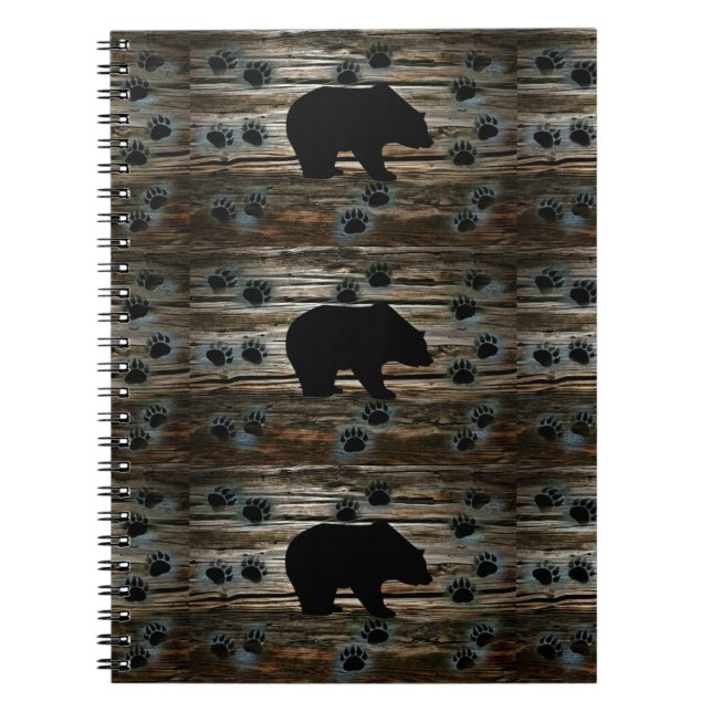 Cuaderno El oso negro traza madera rústica (Frente)