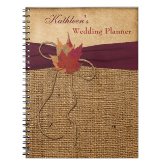 Cuaderno El otoño deja a FAUX Burlap Wedner - Wine