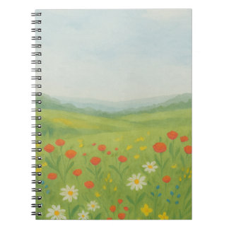 Cuaderno El paisaje de la pradera de flor silvestre