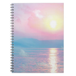 Cuaderno El paisaje mágico en la puesta de sol rosa