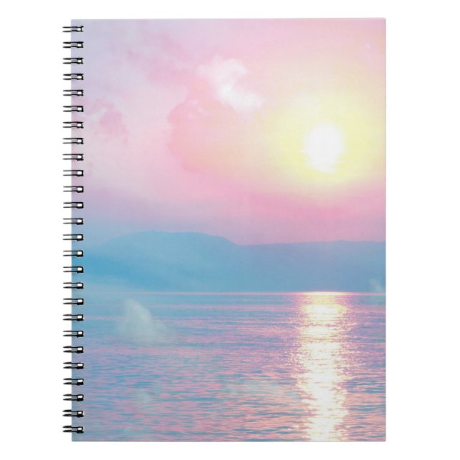 Cuaderno El paisaje mágico en la puesta de sol rosa (Frente)
