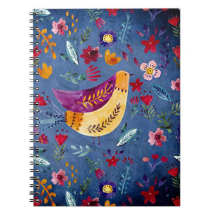 Cuaderno El pájaro temprano en el jardín de flores