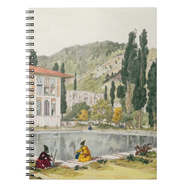 Cuaderno El palacio y los jardines de Ashref, Persia, placa (Frente)
