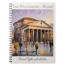 El Panteón Roma Italia Acuarela Vintage Viajes