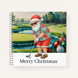 Cuaderno El Papá Noel golfista está jugando golf en el Gree
