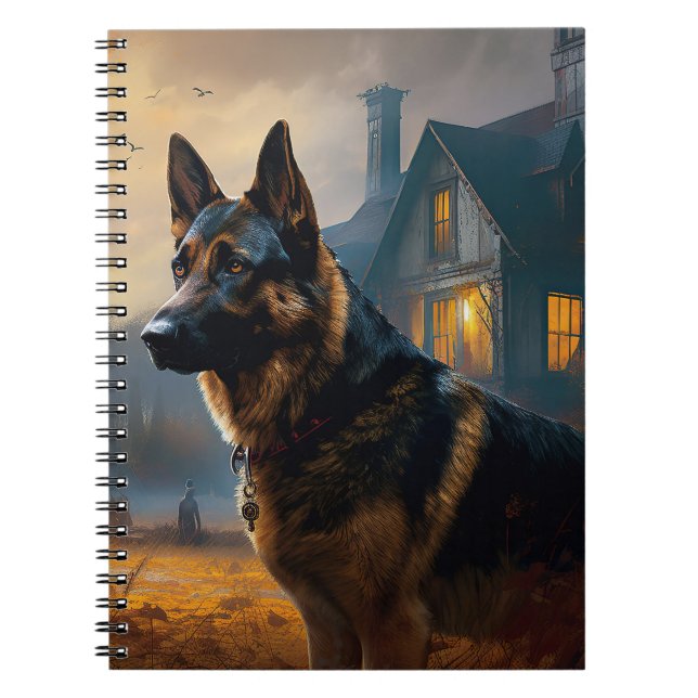 Cuaderno El pastor alemán Halloween Scary (Frente)