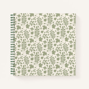 Cuaderno El patrón de hojas caídas verde en crema