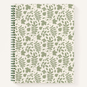 Cuaderno El patrón de hojas caídas verde en crema